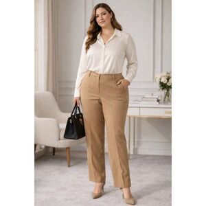 Appleseeds Petites Women 12P Wool Blend Straight Leg Dress Pants Camel Tan